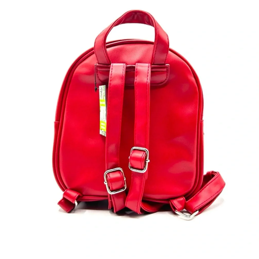 Red Quilted Backpack with Studs